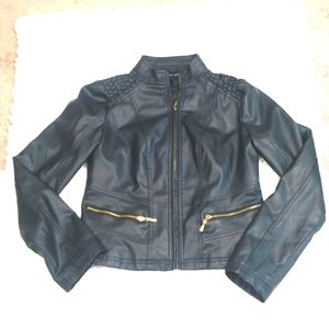 New Look Vegan Leather Black Bike Jacket. M